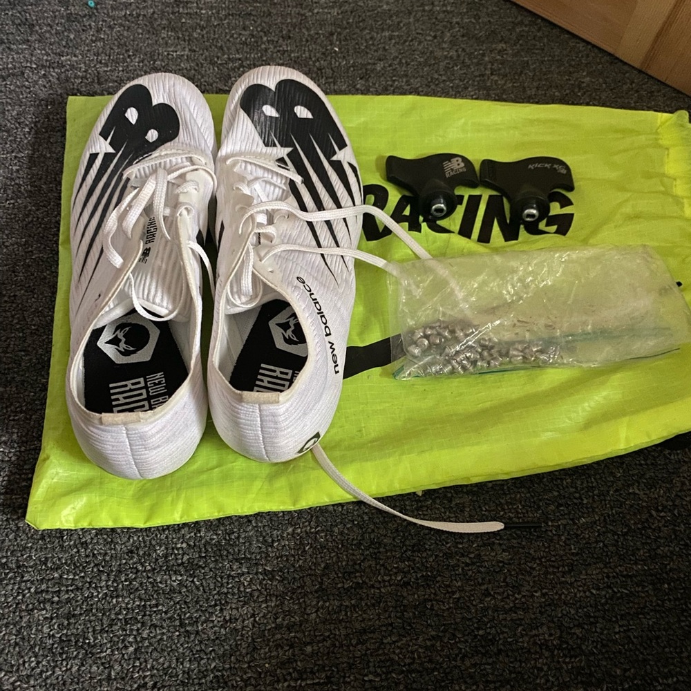 Size: 6.5, White New Balance Racing, Track Spikes.
